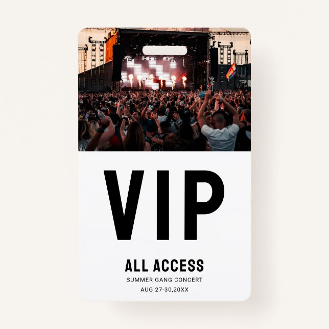 Custom Foto VIP All Access Pass Konzert Ausweis (Vorderseite)