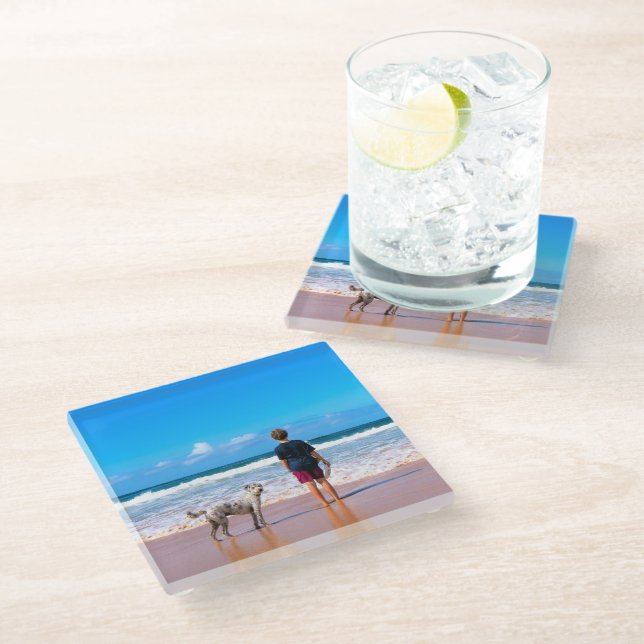 Custom Foto von Glass Coaster Your Pets Fotos Glasuntersetzer (Schrägansicht)