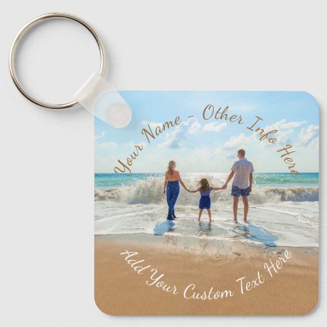 Custom Foto von Text Name Keychain - Your Family Schlüsselanhänger (Vorderseite)