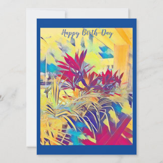 Custom Foto von Watercolor Garden Shrub Birthday C Feiertagskarte