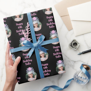 Custom Foto Watercolor Mermaid Crown Geburtstag Geschenkpapier