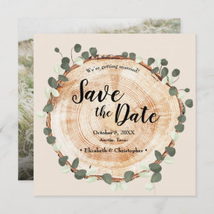 Custom Foto Website Holzöl-Eukalyptus Hochzeit Save The Date