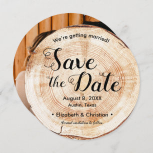 Custom Foto Website Wood Slice Rustikale Hochzeit Einladung