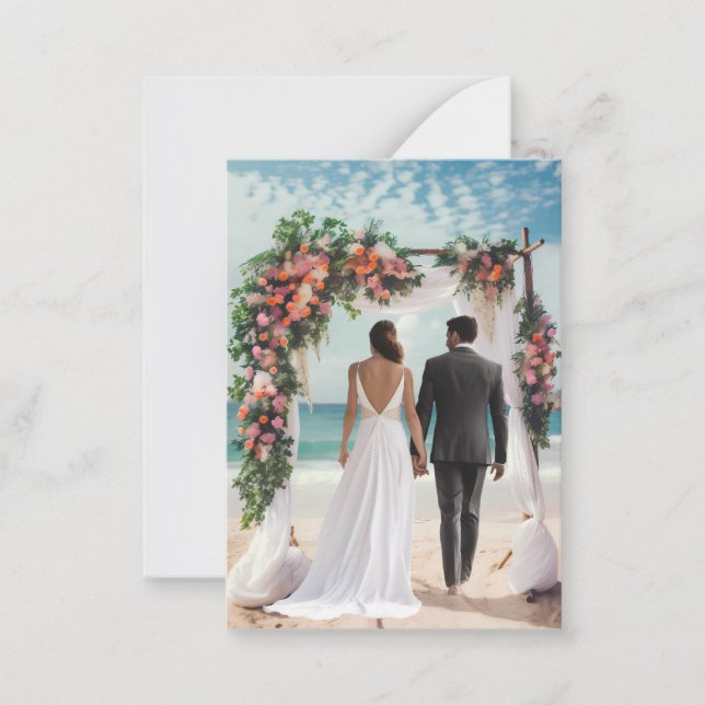 Custom Foto Wedding Beach Arch Vielen Dank Mitteilungskarte (Vorderseite)