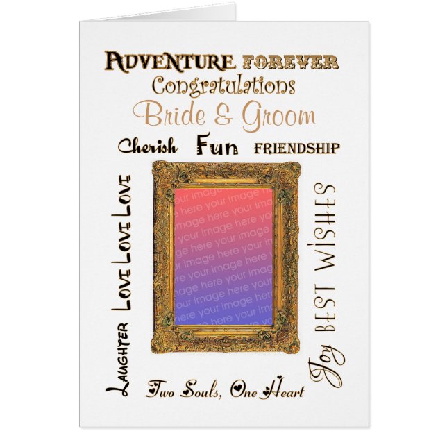 Custom Foto Wedding Gold Frame Gratulation (Vorne)