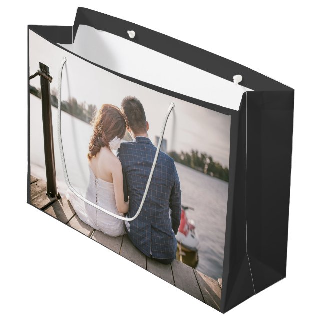 Custom Foto Wedding Große Geschenktüte (Vorderseite Schrägansicht)