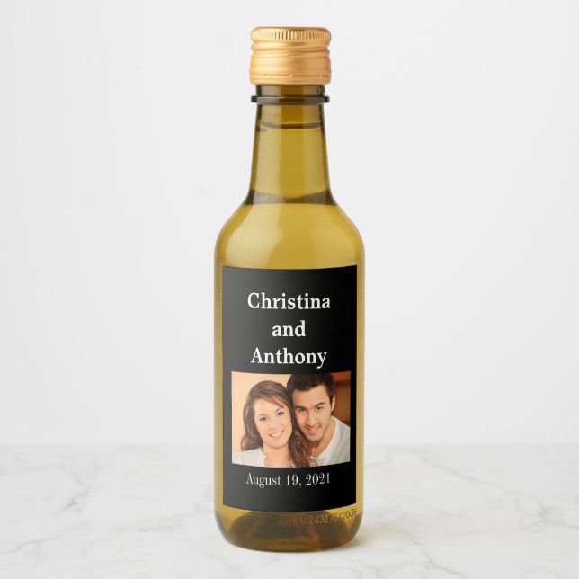 Custom Foto Wedding Mini Wine Fevor Label Weinetikett (Vorderseite)