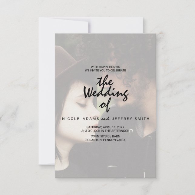 Custom Foto Wedding | Moderne Typografie Einladung (Vorderseite)