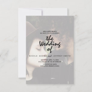 Custom Foto Wedding   Moderne Typografie Einladung