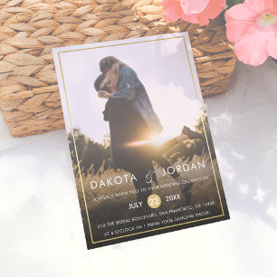 Custom Foto Wedding Moderne Typografie und Gold Magneteinladung