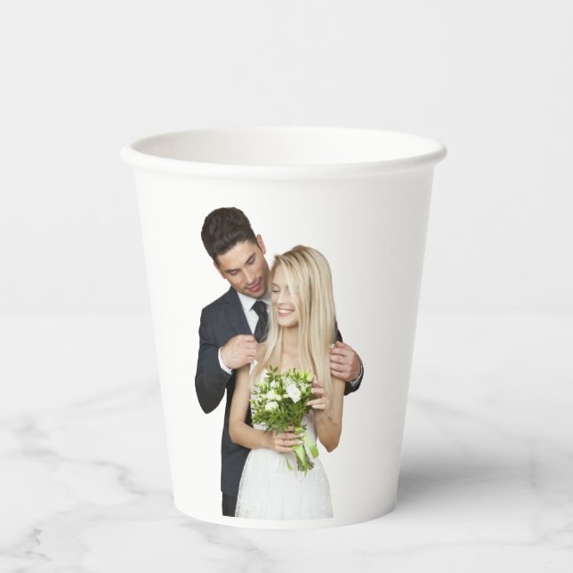 Custom Foto Wedding Paper Cups Pappbecher (Vorderseite)