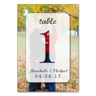 Custom Foto Wedding Tischnummer Card 1