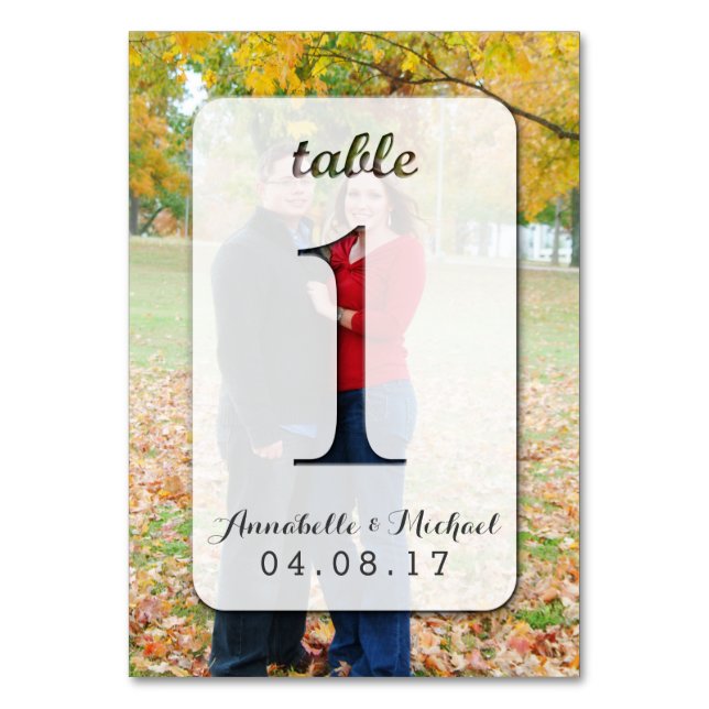 Custom Foto Wedding Tischnummer Card 1 (Vorderseite)