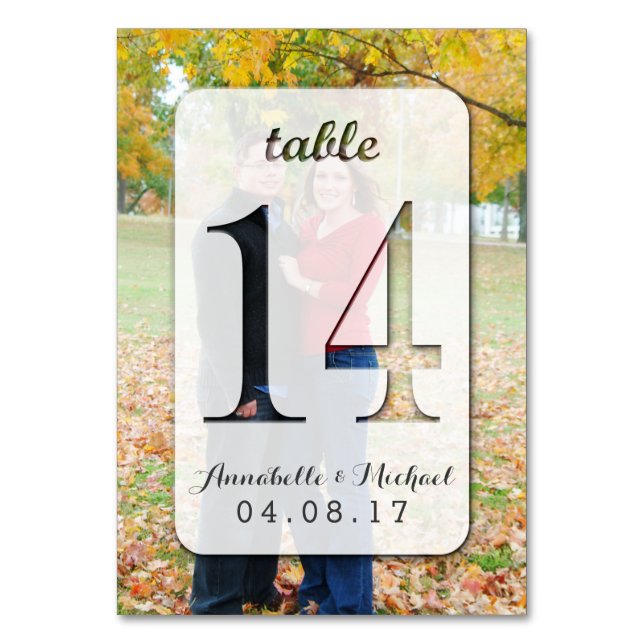 Custom Foto Wedding Tischnummer Card 14 (Vorderseite)