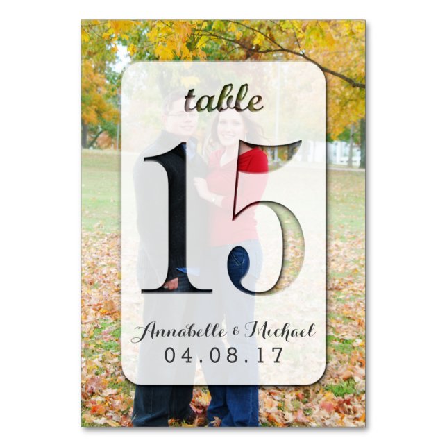 Custom Foto Wedding Tischnummer Card 15 (Vorderseite)
