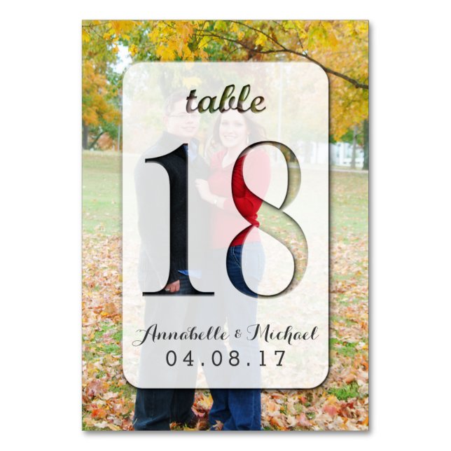 Custom Foto Wedding Tischnummer Card 18 (Vorderseite)