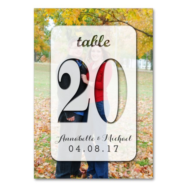 Custom Foto Wedding Tischnummer Card 20 (Vorderseite)