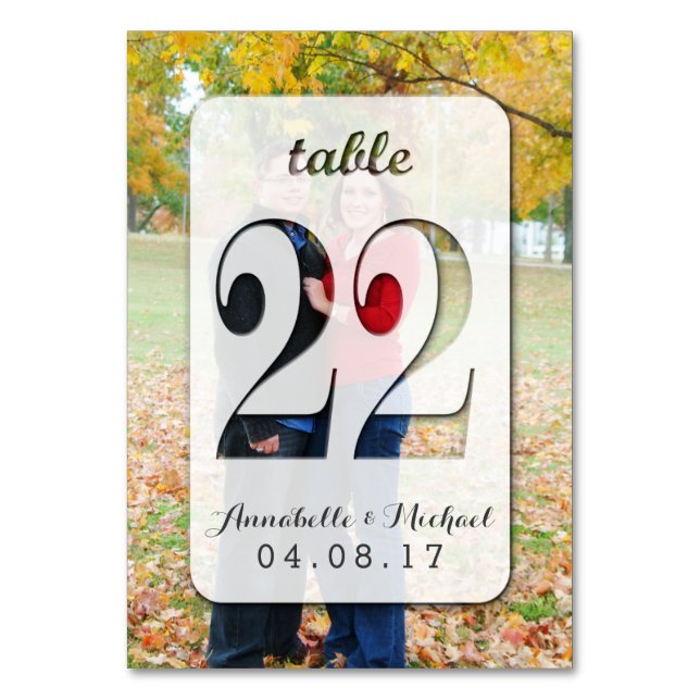 Custom Foto Wedding Tischnummer Card 22 (Vorderseite)
