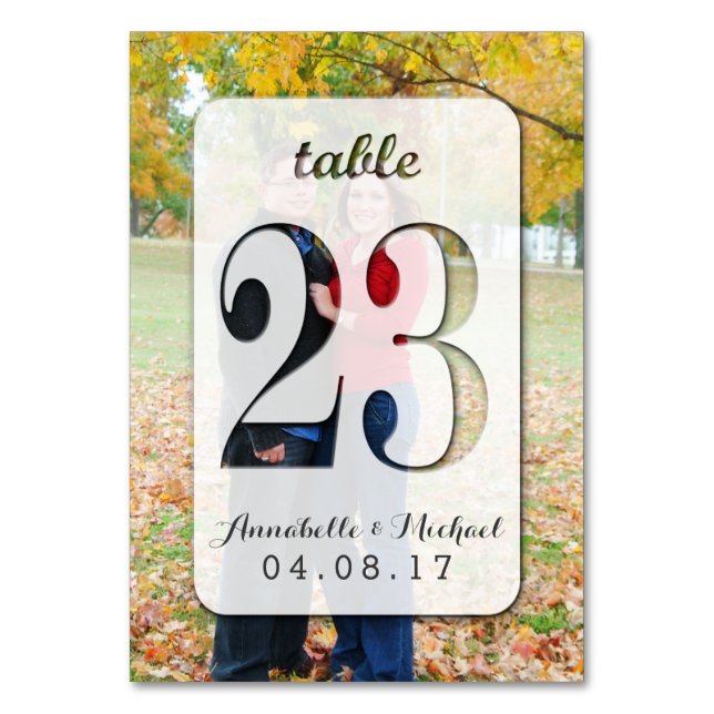Custom Foto Wedding Tischnummer Card 23 (Vorderseite)