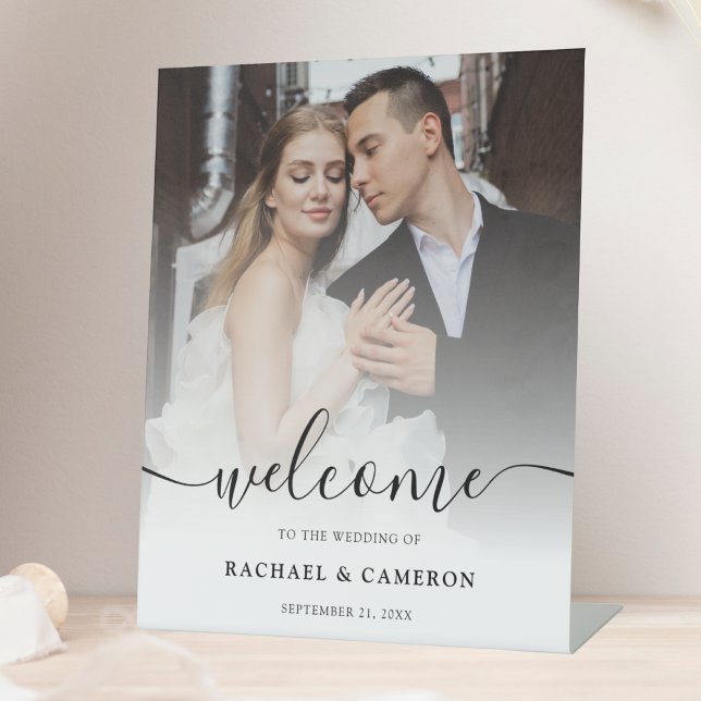 Custom Foto Wedding Welcome Sign Sockelschild (Wedding Photo Welcome Sign)