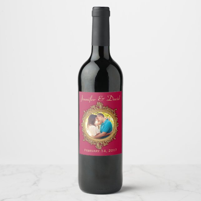 Custom Foto Wedding Wine Label Weinetikett (Vorderseite)