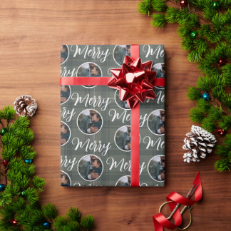 Custom Foto Weihnachten Frohe Weihnachten | Karier Geschenkpapier