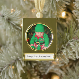 Custom Foto Weihnachten Gold Tone Ornament Keepake