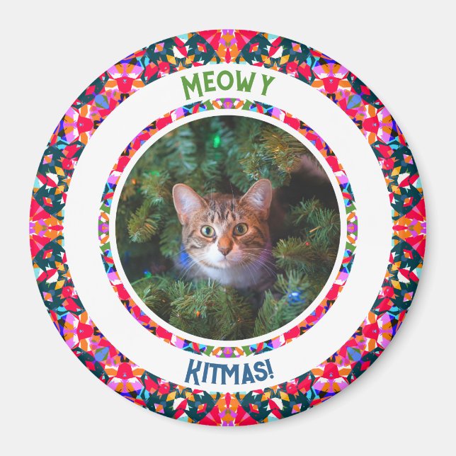 Custom Foto Weihnachts Cat Mama Mum Colorful Magnet (Vorne)