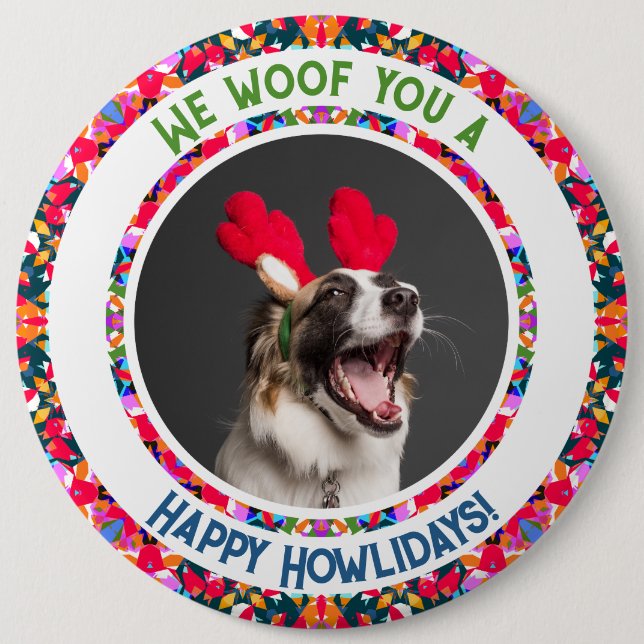 Custom Foto Weihnachts-Hund Mama Mum Colorful Button (Vorderseite)