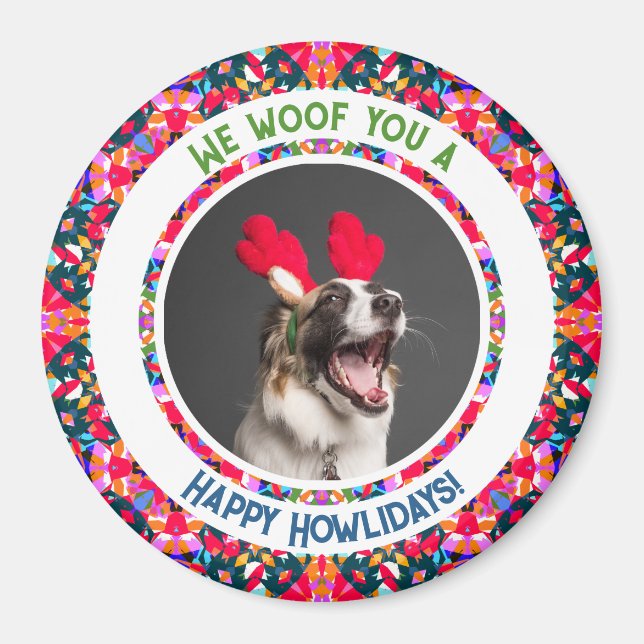 Custom Foto Weihnachts-Hund Mama Mum Colorful Magnet (Vorne)