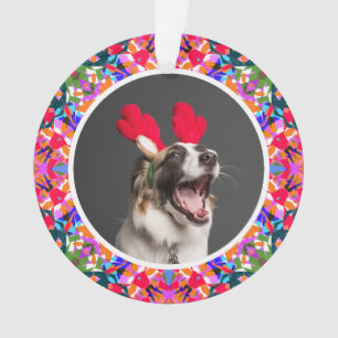 Custom Foto Weihnachts-Hund Mama Mum Vater Farbenf Ornament