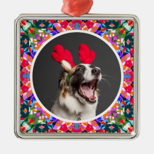 Custom Foto Weihnachts-Hund Mama Mum Vater Farbenf Ornament Aus Metall
