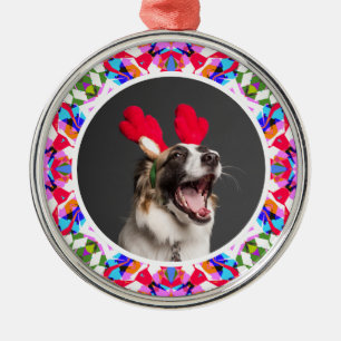 Custom Foto Weihnachts-Hund Mama Mum Vater Farbenf Ornament Aus Metall