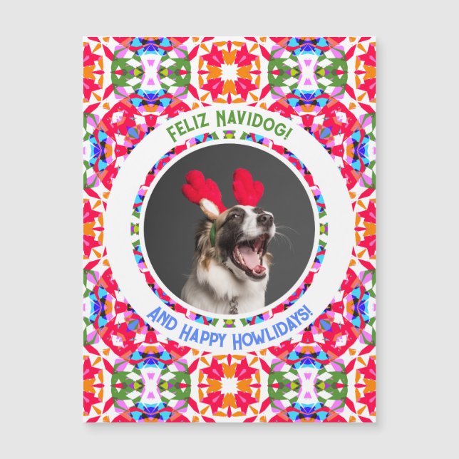 Custom Foto Weihnachts-Hund Mum Vater Farbige Kart Magnetkarte (Vorderseite)