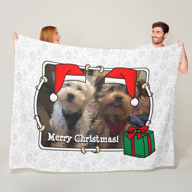 Custom Foto Weihnachts-Weihnachtsmannmütze Pet HO  Fleecedecke (Beispiel)