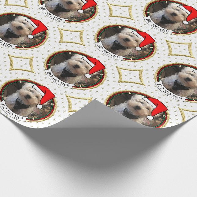 Custom Foto Weihnachts-Weihnachtsmannmütze Pet HO  Geschenkpapier (Ecke)