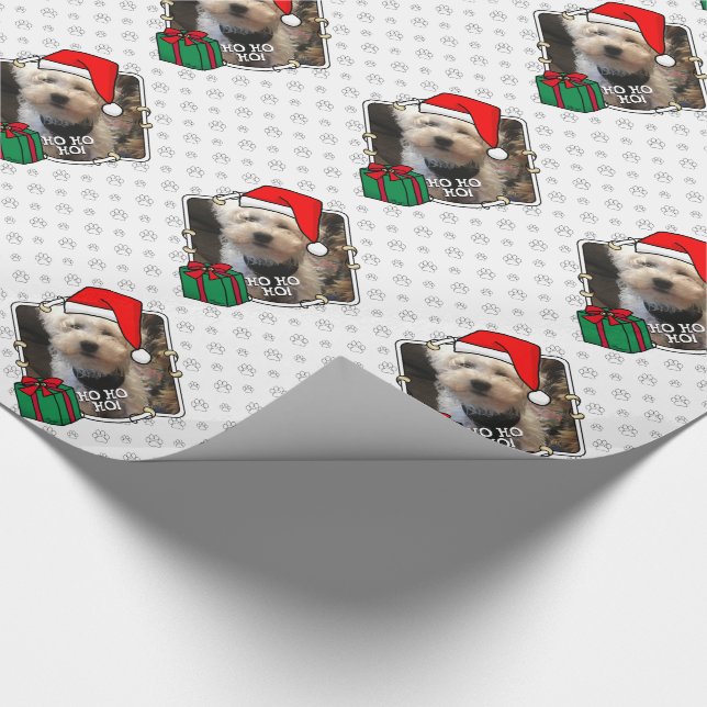 Custom Foto Weihnachts-Weihnachtsmannmütze Pet HO  Geschenkpapier (Ecke)