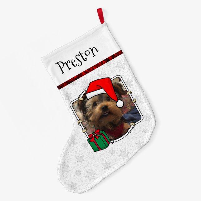 Custom Foto Weihnachts-Weihnachtsmannmütze Pet HO  Großer Weihnachtsstrumpf (Rückseite (Hängend))