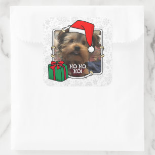 Custom Foto Weihnachts-Weihnachtsmannmütze Pet HO  Quadratischer Aufkleber