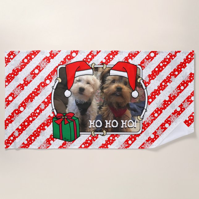 Custom Foto Weihnachts-Weihnachtsmannmütze Pet HO  Strandtuch (Vorderseite)
