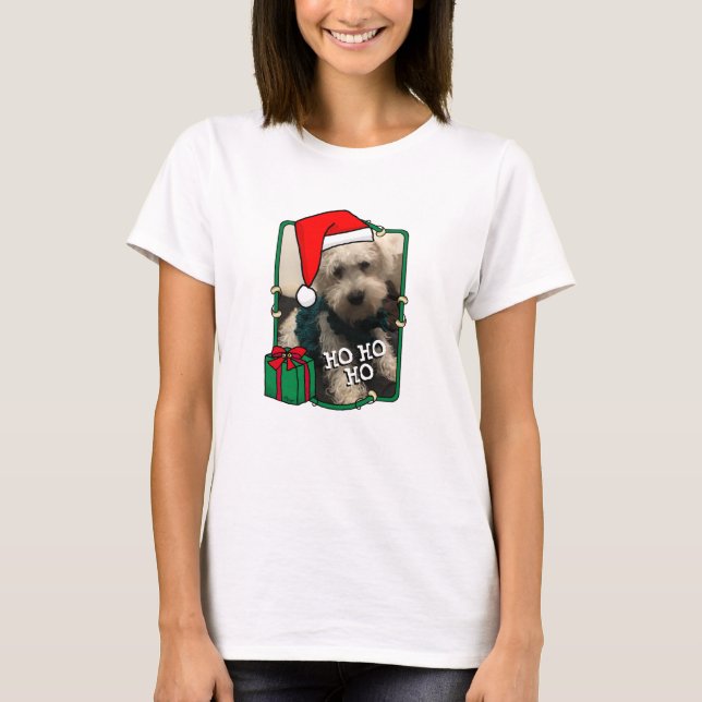 Custom Foto Weihnachts-Weihnachtsmannmütze Pet HO  T-Shirt (Vorderseite)