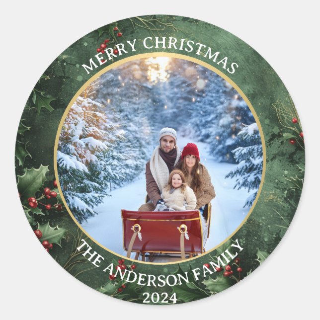 Custom Foto Weihnachtsaufkleber Runder Aufkleber (Vorderseite)