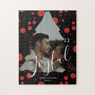 Custom Foto Weihnachtsbaum schwarz und rot Punkte Puzzle