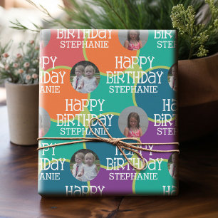 Custom Foto Whimsical und bunt Geburtstag Geschenkpapier