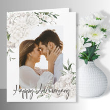 Custom Foto White Floral Jubiläum Gruß