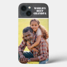 Custom Foto World's Best Grandpa Modern Gray