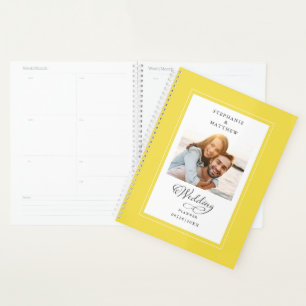 Custom Foto Yellow White Wedding Elegantes Script Planer