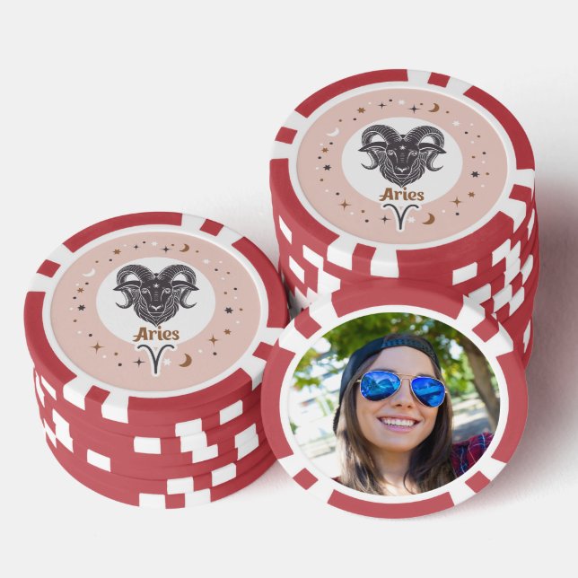 Custom Foto Zodiac Sign Aries Pokerchips (Stapel)