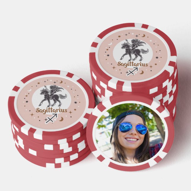 Custom Foto Zodiac Sign Sagittarius Pokerchips (Stapel)