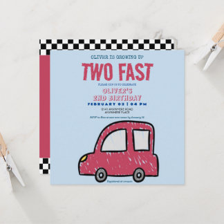 Custom Foto, Zwei Fast Car Thema Junge 2. Geburtst Einladung